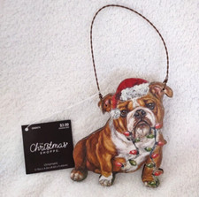 Bulldog Santa Hat Christmas Ornament 7" Christmas Shoppe From 2023
