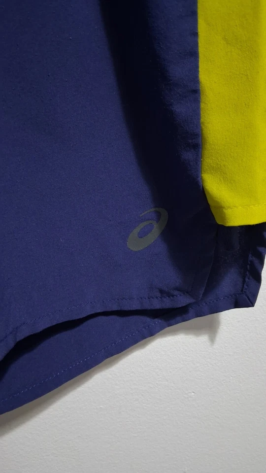 Asics Womens Blue Bright Yellow Running Shorts Size Small - Image 4 of 4