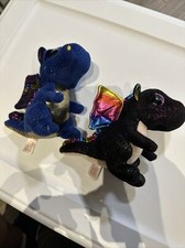 Ty Beanie Boo ANORA And Safire DRAGONs 6" Shiny Rainbow Wind Glitter Eyed