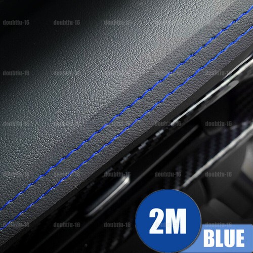 2M Blue PU Leather Car Door Dashboard Sticker Strip Moulding Trim Accessories - Picture 8 of 9