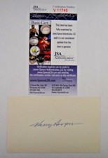 Harry Hooper Signed 3x5 Baseball HOF Played Babe Ruth Red Sox World Seri JSA COA