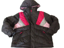 ATHLETIC WORKS Youth Girl's Gray/Pink Full Zip Hooded Winter Jacket 10-12yrs.