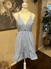 ASOS Sky Light Blue Summer Dress Size 6 Frill Strap Women  