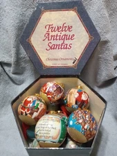 Twelve Antique Santa's 3" Christmas Tree Ornaments 1995-C F Enterprise.