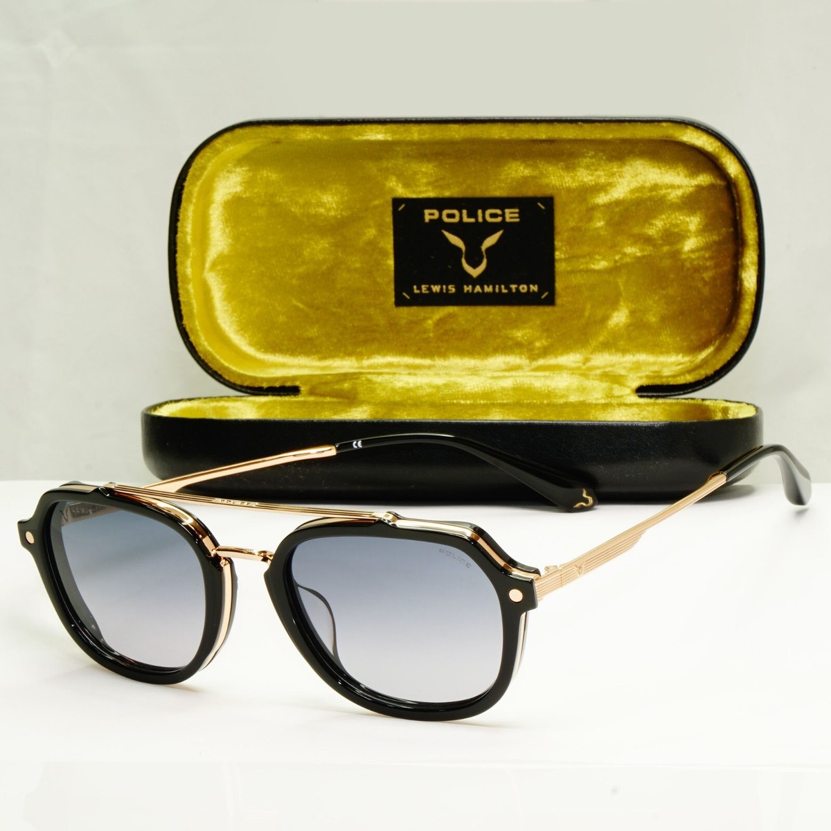 Police Sunglasses Lewis Hamilton F1 Black Gold Smoke Gradient SPL