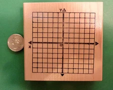 X-Y Axis Math Rubber Stamp, wood mounted