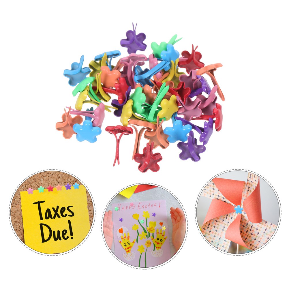 200 Pcs Double Foot Brad Nails Paper Crafting Brads Mini DIY Flower Metal