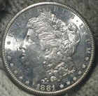 1881-s Morgan Silver Dollar Brilliant Uncirculated Cameo With Slight Mirrors