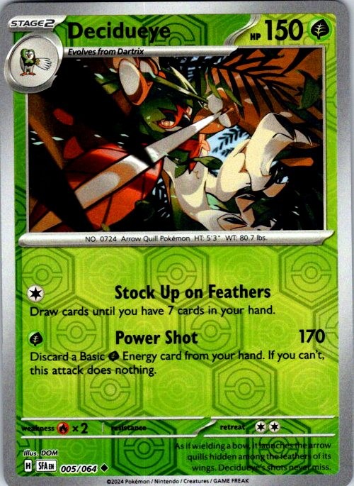 Pokemon | SFA | Decidueye | 005/064 | NM Reverse Holo