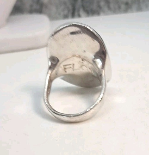 Checkmark Large Face Sterling 925 Silver Ring Siz… - image 7