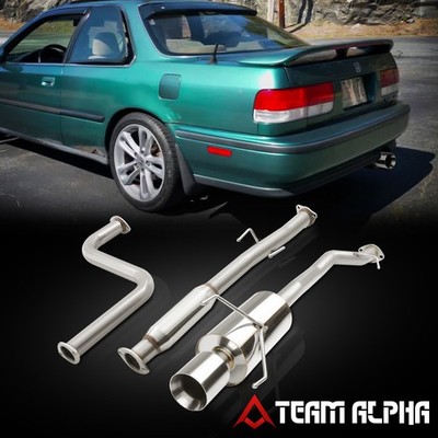 Fits 1990-1993 Accord 2.2 F22 [4'' BEVELED TIP MUFFLER] SS Catback Exhaust System