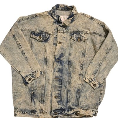 Vintage Acid Wash Denim Jacket The Clothing Academy Size Large Button Front