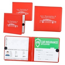 Auto Registration and Insurance Card Holder 2 Packs Car Document ID Holder Red