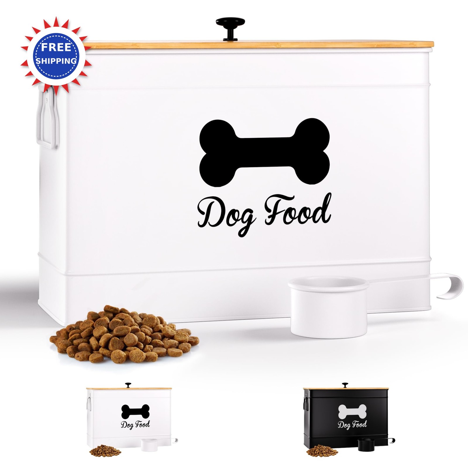 Container Airtight 15 Lb Capacity With Metal Scoop Cute Storage Bamboo