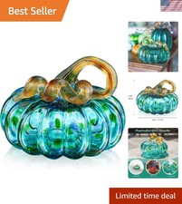 4.9 Inch Hand Blown Glass Pumpkin for Decorating, Fall Decor