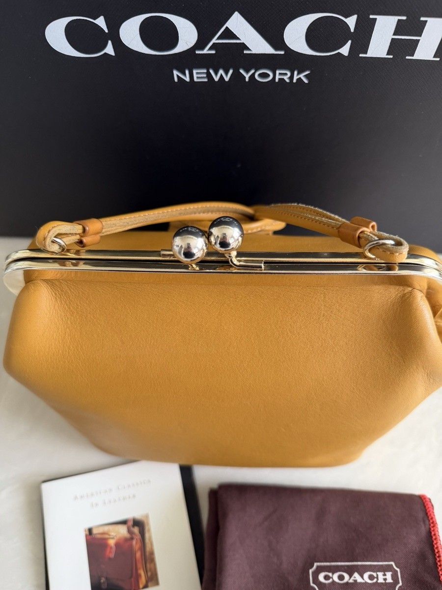 COACH VINTAGE LTD YELLOW LINDY KISSLOCK FRAME LARGE SWING BAG 9003