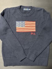 Vintage Polo Ralph Lauren women  s American Flag Sweater Navy blue Size L