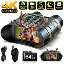 4K Night Vision Goggles 112MP 12X Zoom Infrared Digital Binoculars for Hunting