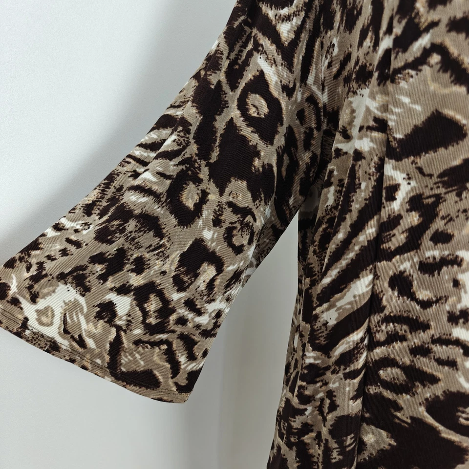 Куртка дорожная Chico's с открытой передней частью размер XL/3 миниатюрная? Коричневый анималистический принт стрейч - Изображение 2 из 4