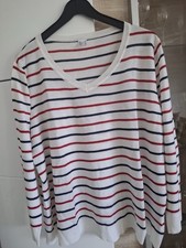 Pullover Langärmelig Weiß, Rot/Blau Gestrei...