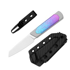 Kizer Hallow Fixed Knife S45VN Blade Aluminum & Titanium Handle + Sheath 1123A4