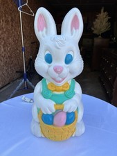 Vintage General Foam Plastics 19" Easter Bunny W/ Basket Blow Mold W/Cord Works