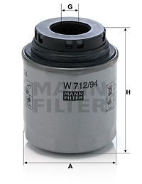 Mann-Filter W712/94 ÖLfilter FüR Audi Seat Skoda VW-image