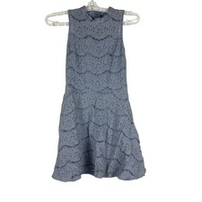 Francescas Lace Sleeveless Blue Mini Dress S Fit And Flare Style Back Zipper