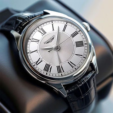 1pc Fashion Men's Watch PU Leather Strap Alloy Silvery Dial