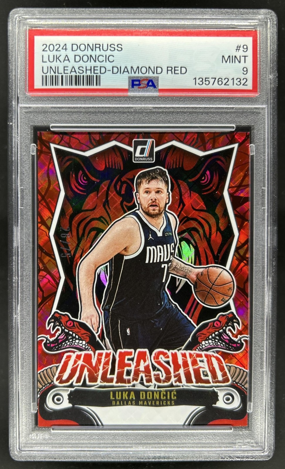 2024-25 Panini Donruss Luka Doncic Unleashed Diamond Red #/75 Mavericks PSA 9