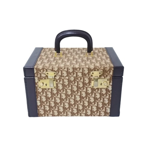 Christian Dior Vanity Trunk Canvas Leather Beige Brown Used From Japan