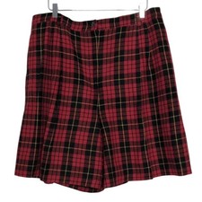 Sag Harbor Plaid Shorts Womens Size 22W Red Wool Blend Lined Academia Preppy