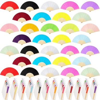 100 Pieces Hand Fan Multicolor Folding Fans Handheld Chinese Decorative with ...