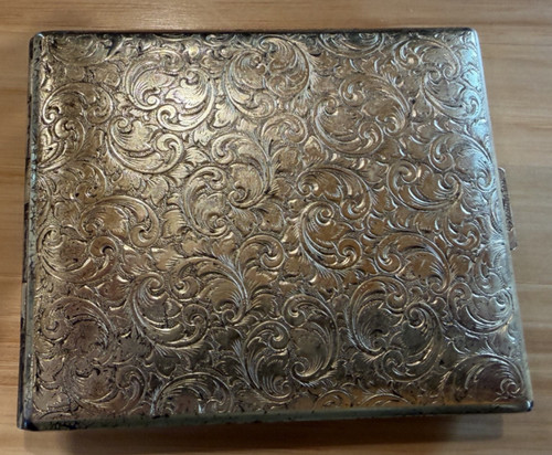 Vintage Art Nouveau embossed cigarette Case silver tone