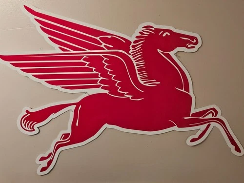 Mobil Pegasus Gasoline Metal Sign Garage Vintage Style Wall Decor Oil Horse Pub