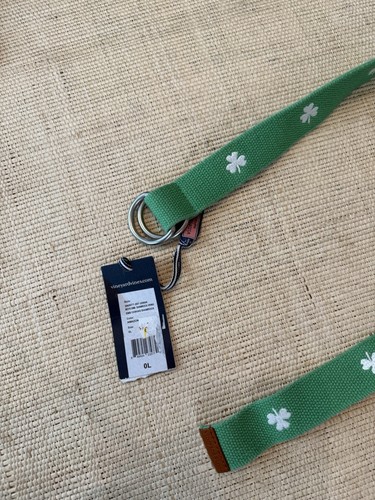 Boys Vineyard Vines Embroidered Green White Shamrock D-Ring Belt Sz Large/OL NWT - Picture 5 of 6