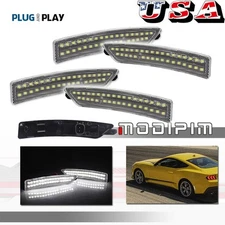 4x Clear Front + Rear White LED Side Marker Light Set For Ford Mustang 2024-2025