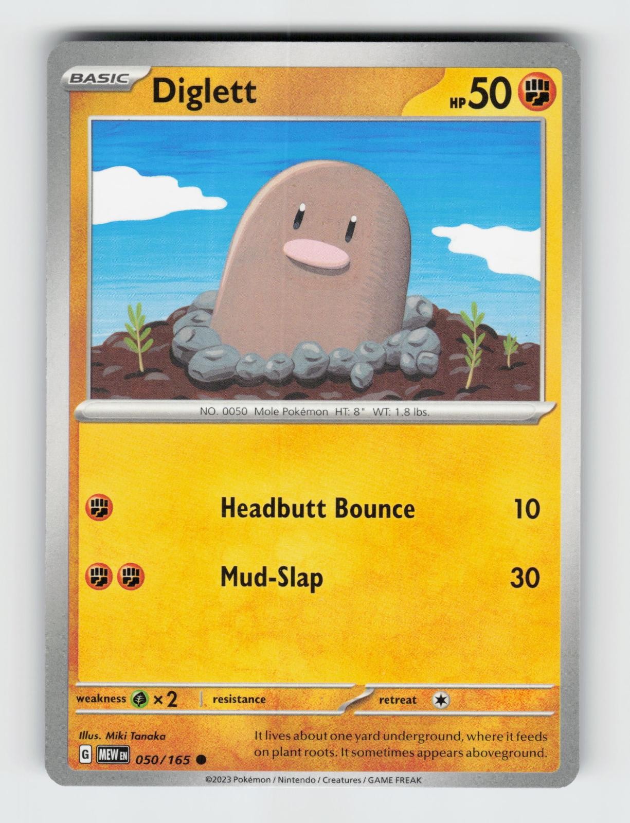 Diglett 050/165 Common 151 Pokemon 2023 Near Mint