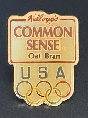 Vintage 1992 Kellogg s Common Sense Oat Bran Olympic Pin USA Rings Cereal Promo