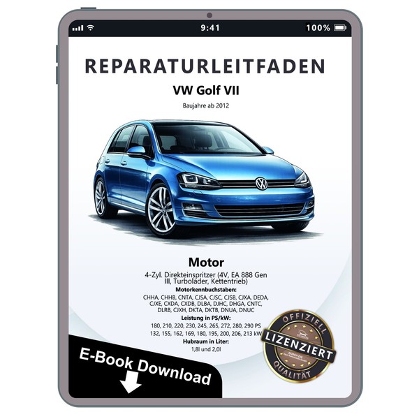 VW Golf 7 5G/AU (12>) 4-Zyl. Benzinmotor 180-290 PS Werkstatthandbuch PDF Datei-image