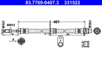 Bremsschlauch FÜR Ford - ATE 83.7769-0407.3