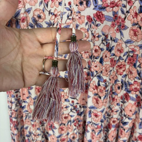 Knox Rose Dress Sz M Ditsy Floral Short Tassel Boho Western Prairie Festival - Picture 3 of 8