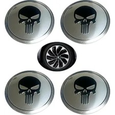 Wheel Hub Center Cap Sticker, Metal Wheel Hub Center Cap Cover ESilvery/Black