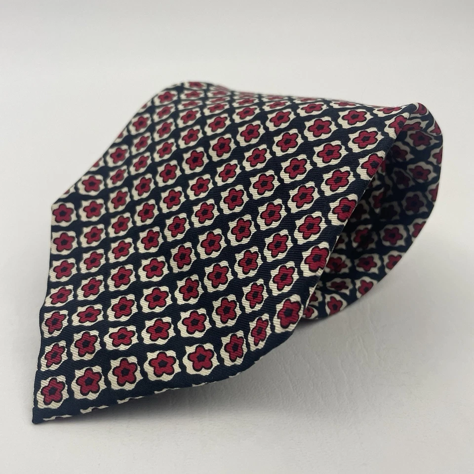 Polo Ralph Lauren Men's Necktie Tie Madder Macclesfield Silk Black/Red/Silver - Image 1 of 4