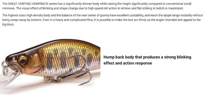 Leurre Megabass GH 46 Humpback FS LZ – Rose Dos Yamame, Coulant (neuf)