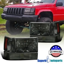 Fits 93-96 Jeep Grand Cherokee Head Lights Bumper Lampscorner Lights 6pc Smoke