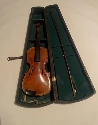 Vintage Violine Fecit Sachsen Filo Anno Copie de Antonius Stradivarius alter Sargkoffer - Bild 1 von 4