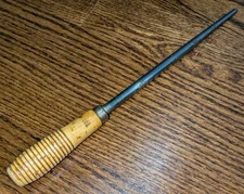 Vintage Wooden Sharpening Honing Steel 14" Steel USA Russelll Hickory Chef Knife