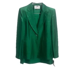 Kasper Myrtle Green Sz. 6 Petite 100% Silk Blazer Matching Skirt NWT Office