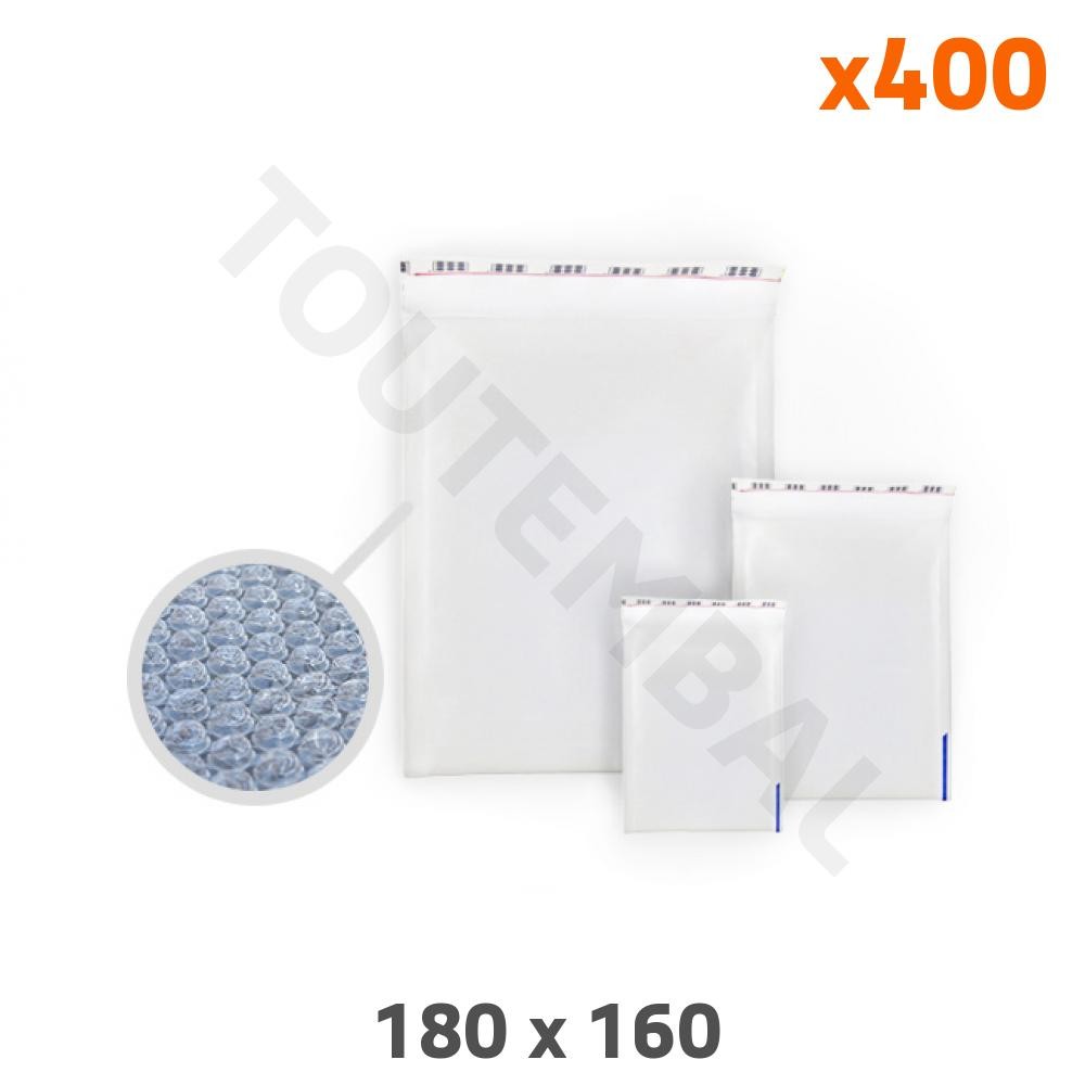 Enveloppe bulle indéchirable plastifiée 180x160mm opaque blanche lot de 400 pièces